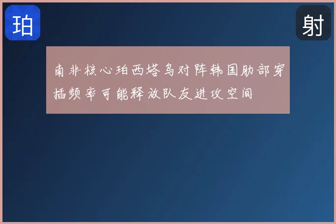 南非核心珀西塔乌对阵韩国肋部穿插频率可能释放队友进攻空间